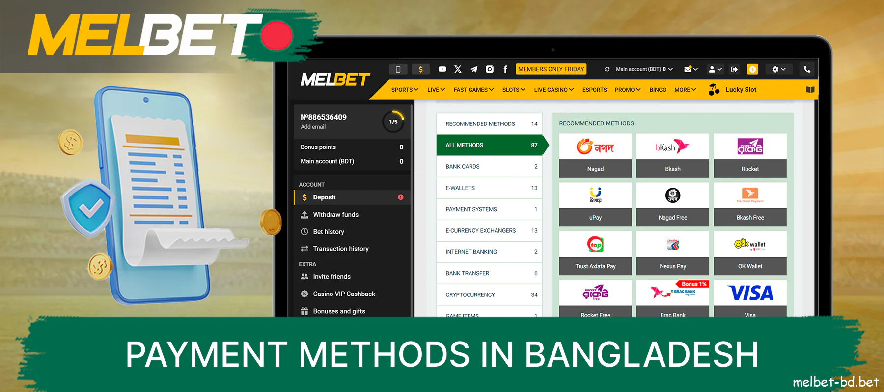 Payment method on Melbet website in Bangladesh