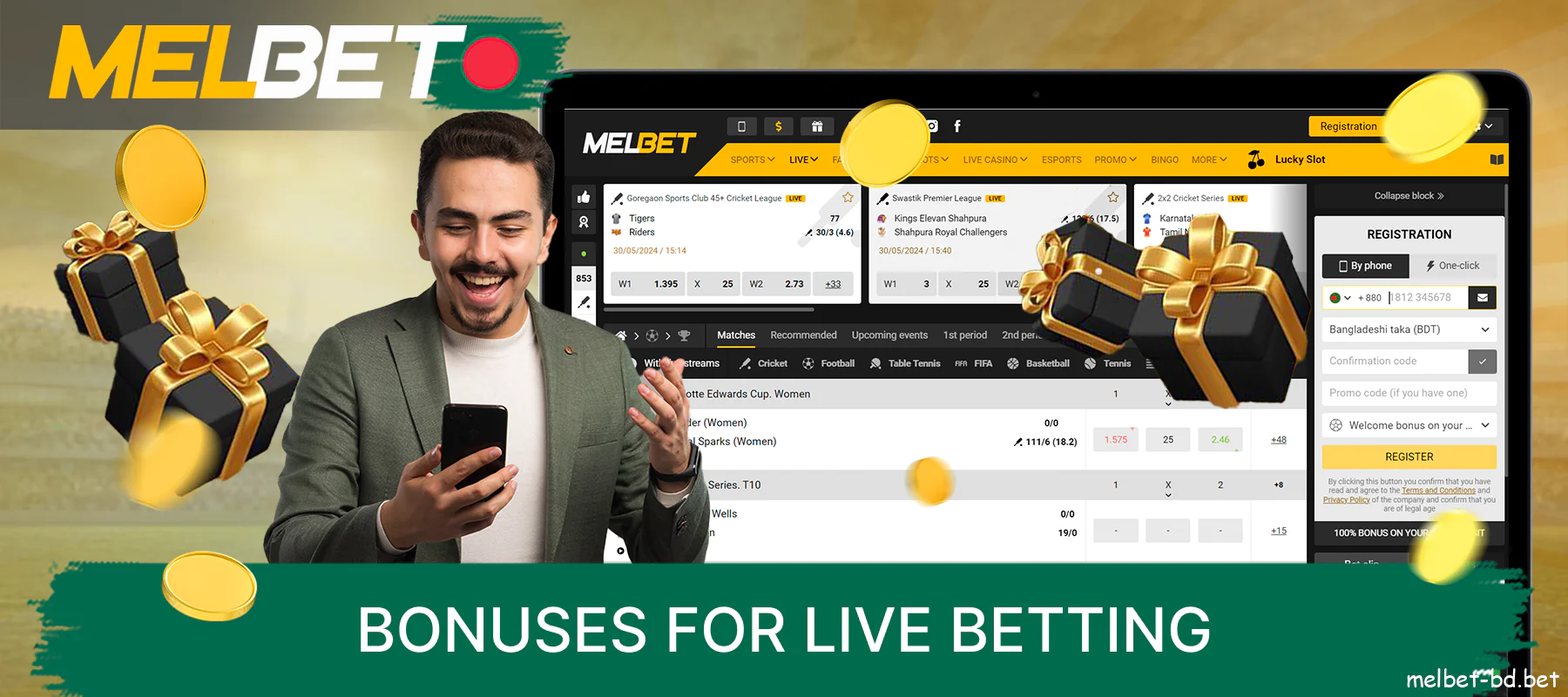 Bonus for live betting on Melbet website for Bangladeshi players