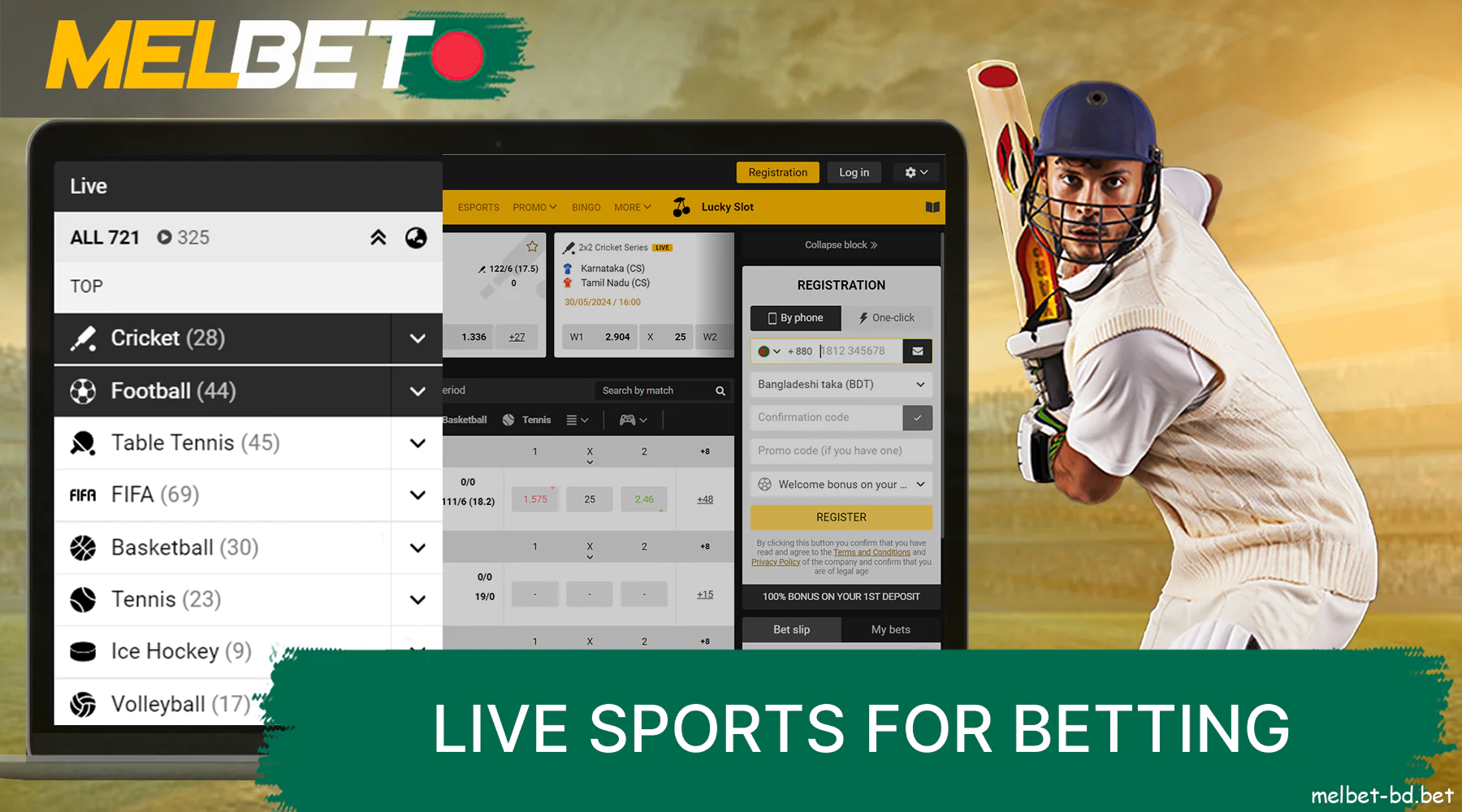 Real-time sports betting on Melbet website for Bangladeshi bettors