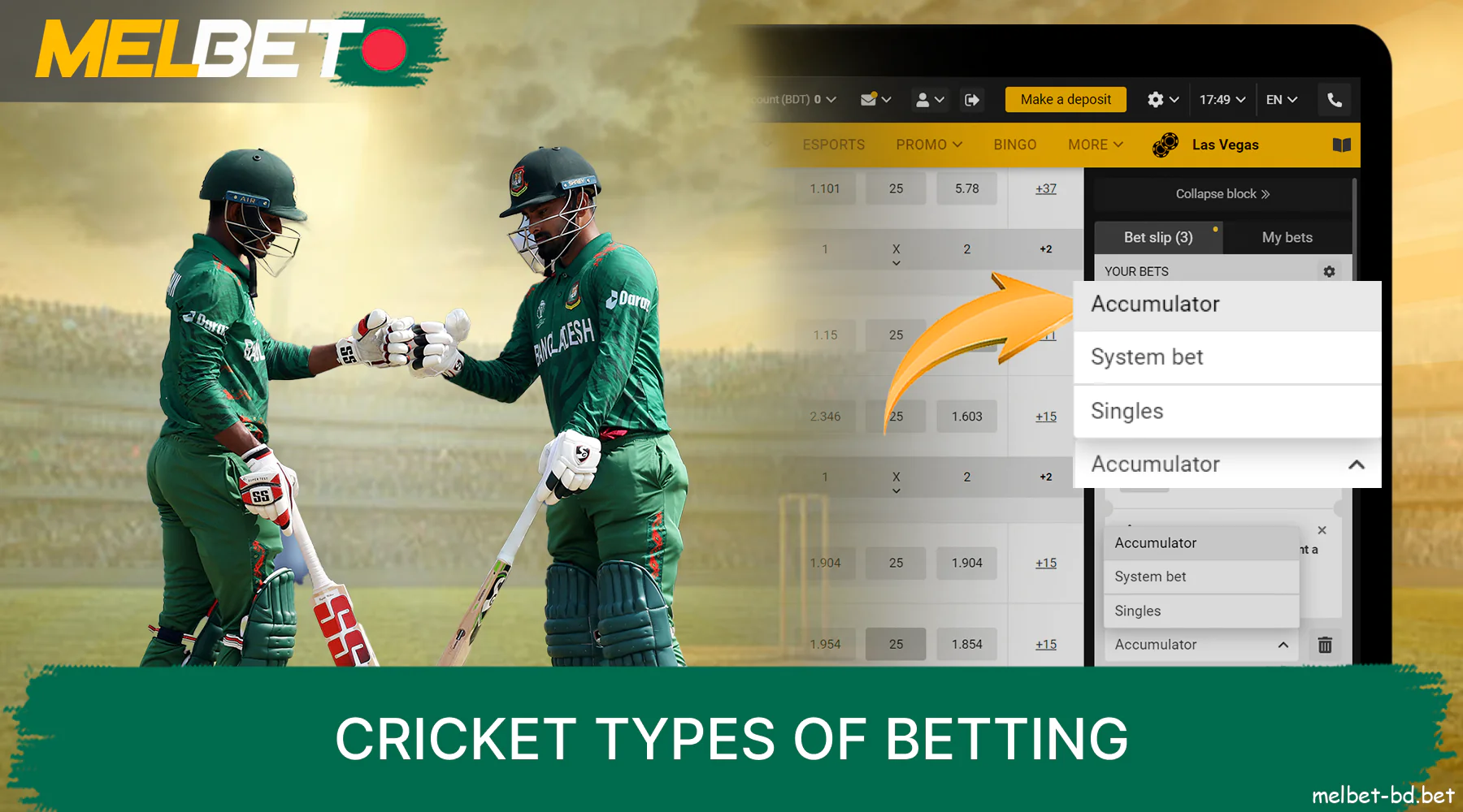 Bet on cricket on Melbet website for Bangladeshi players