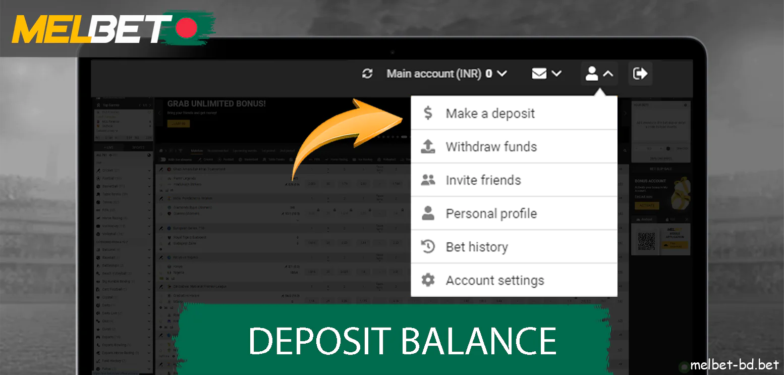 Top up with money to play Melbet