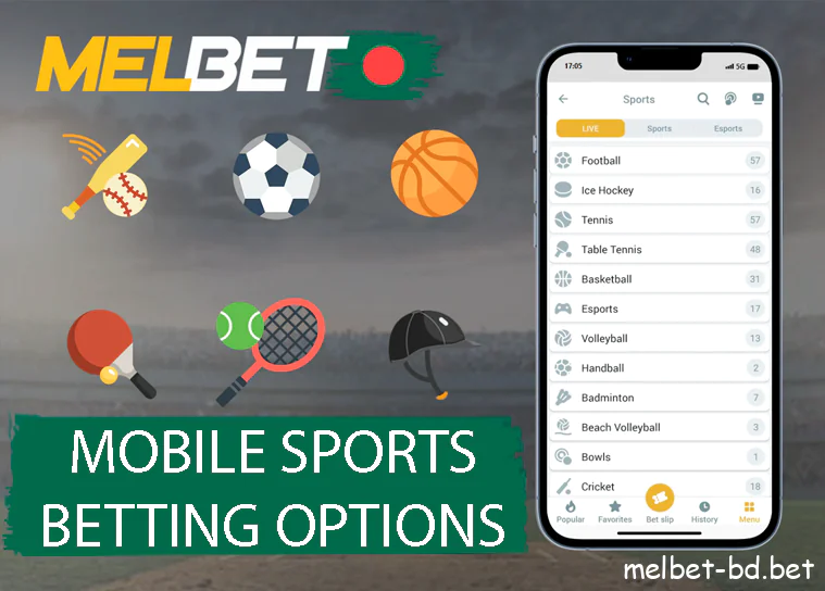 Sports betting options are available on Melbet Mobile