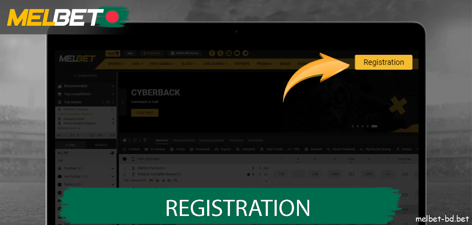 Sign up for an account Melbet
